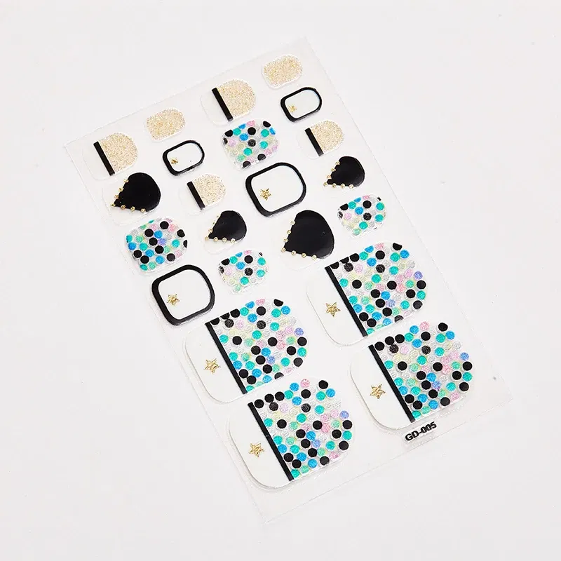 Color: army green - 22 Tips/Sheet Fashion Nails Sticker Designer Nail Accesoires Nail Adhesive Nail Wraps DIY Valentines Loveliness Designed Shiny