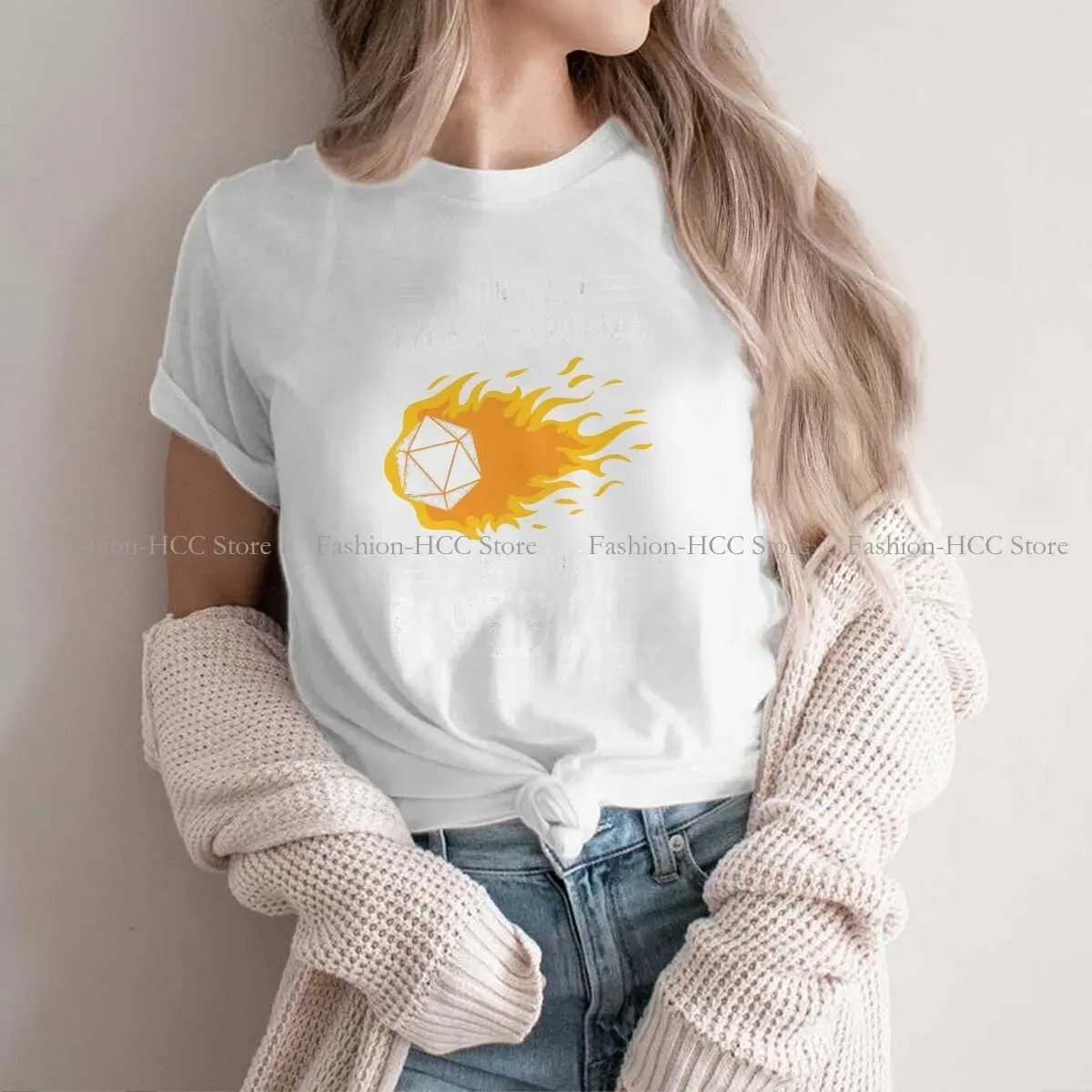 Color: WHITE, Size: M - I Cast Fireball Wizard Sorcerer DM Gift TTRPG Newest Polyester TShirts DND Game Female Graphic Streetwear T Shirt Round Neck