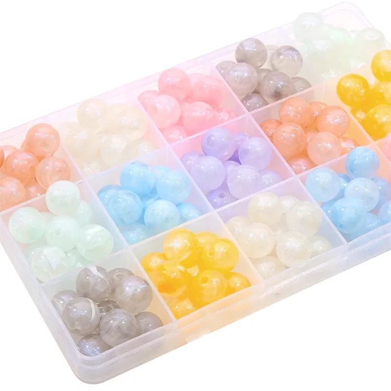 Color: Pink, Ships From: CN - 20/50pcs 8/12mm Acrylic Round Pearl Luster Beads for Earring Necklace Keychain DIY Jewelry Making