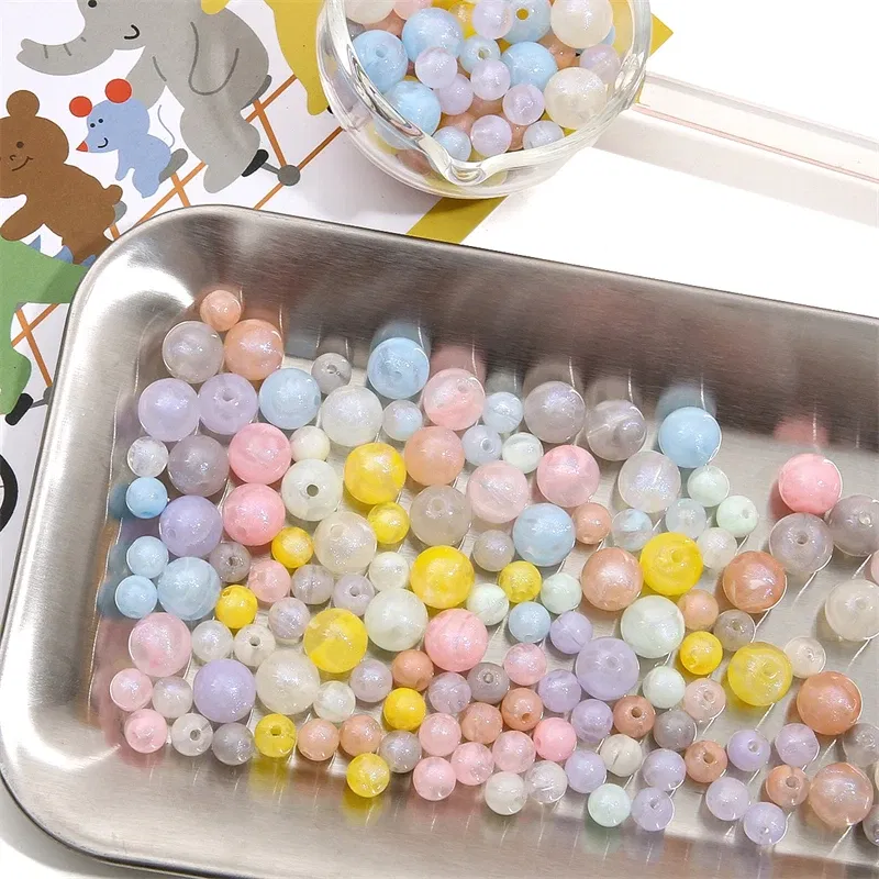 Color: Pink, Ships From: CN - 20/50pcs 8/12mm Acrylic Round Pearl Luster Beads for Earring Necklace Keychain DIY Jewelry Making