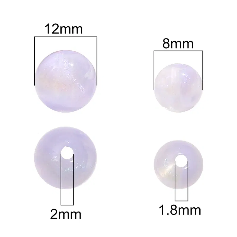Color: Pink, Ships From: CN - 20/50pcs 8/12mm Acrylic Round Pearl Luster Beads for Earring Necklace Keychain DIY Jewelry Making