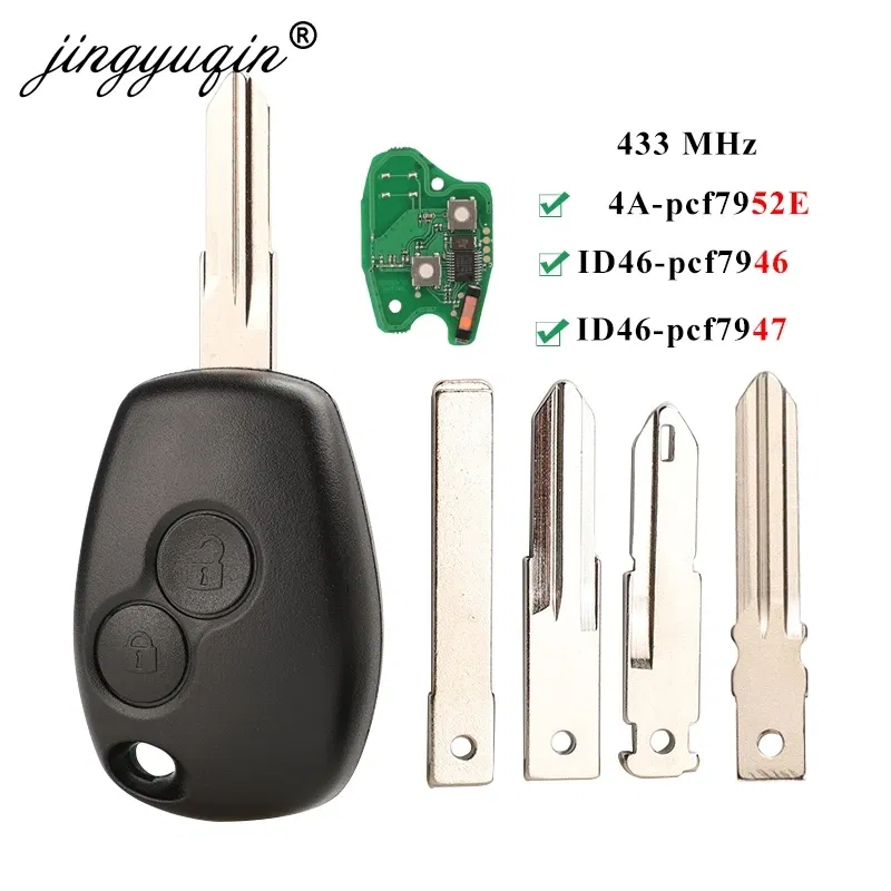 Color: GRAY, Number of Buttons: 2 Buttons - jingyuqin 2BTN Remote Key For Renault Duster Modus Clio 3 Twingo DACIA Logan Sandero Kangoo 433MHz PCF7946 PCF7947 pcf7952E Chip