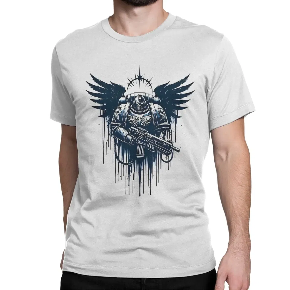 Color: SKY BLUE, Size: S - Awesome Adeptus Astartes T-Shirt Men Women's O Neck Pure Cotton T Shirts W-Warhammer 40k Short Sleeve Tee Shirt 6XL Tops