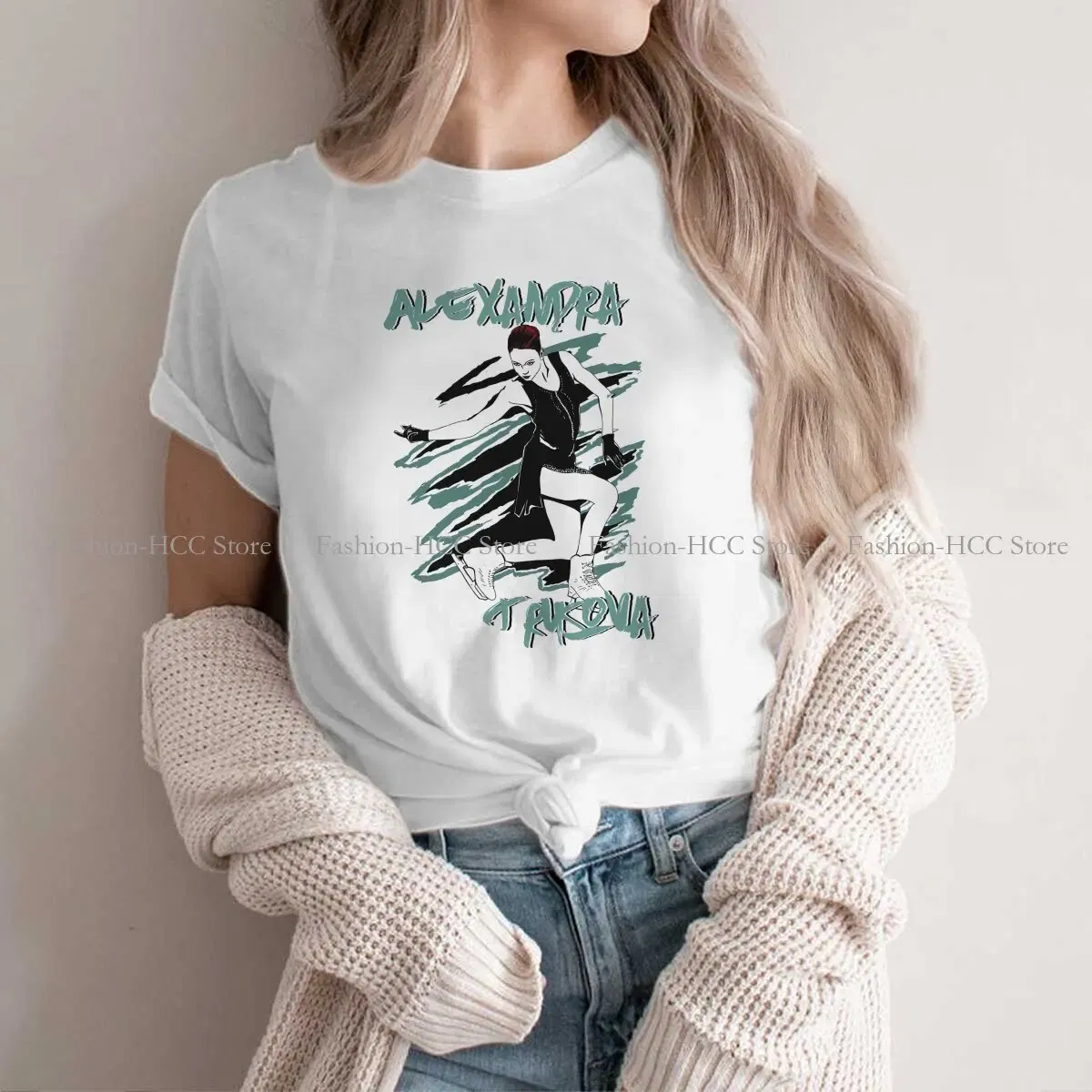 Color: black, Size: XL - Alexandra Unique TShirt Figure Skating Top Quality Hip Hop Graphic  T Shirt Stuff