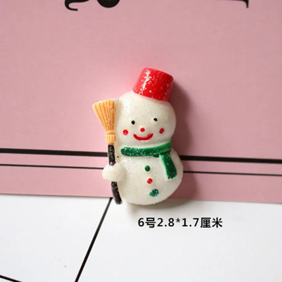 Color: GRAY - 100pcs/lot Glitter Christmas tree snowman 3D resin patch for diy fridge magnet phone hair accessories wholesale
