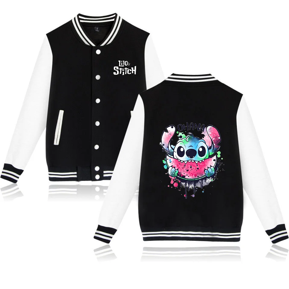 Color: PURPLE, Size: XXL - Lilo Stitch Baseball Jacket Men Women Hip Hop Harajuku Jackets Streetwear Kids Boys Girls Loose College Coats