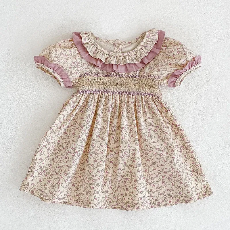 Color: MULTI, Kid Size: 6M - 2024 New Summer Kids Princess Dresses Short Sleeved Cotton Print Baby Girl Party Dress Infant Girl Romper Sister Clothing