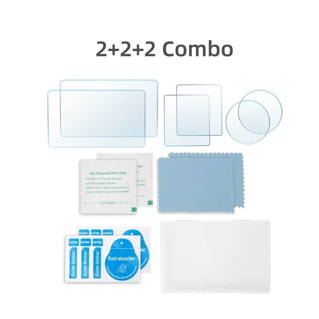 Colour: white color - 9H Tempered Glass Film for Dji Osmo Action 3 Touch Screen Film Cover Combo Set Action Camera Accessories