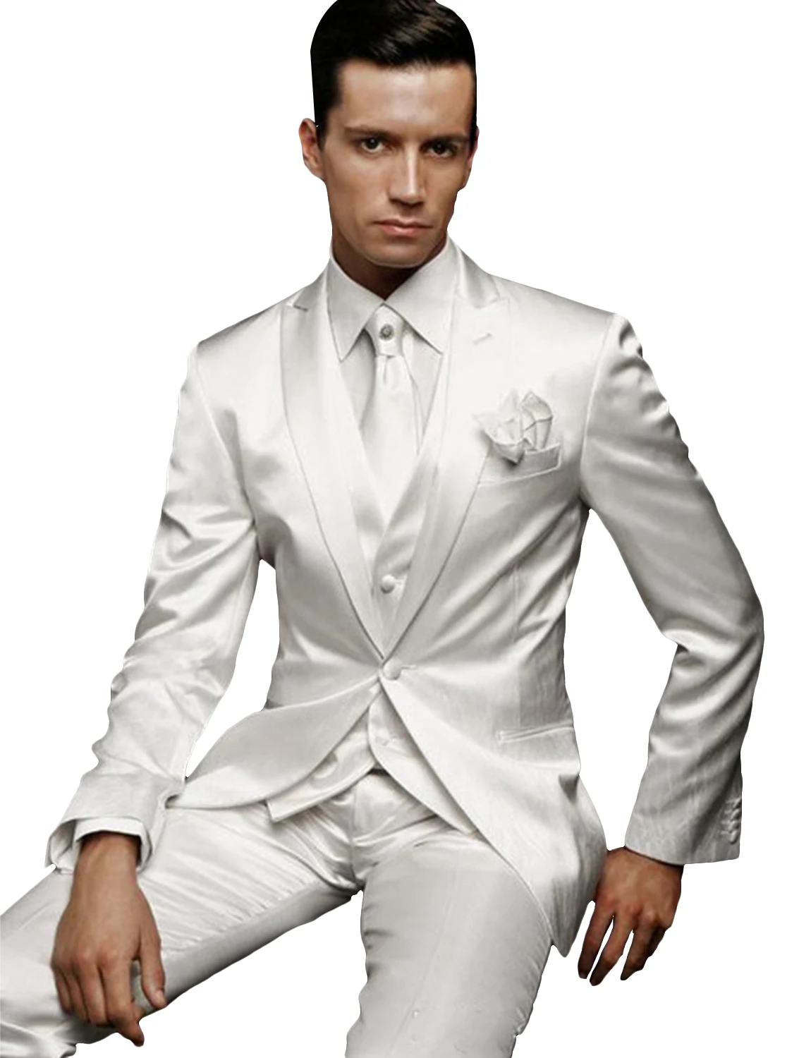 Color: black, Size: XL - Men's 3 Piece Suit One Button Tailored Fit Wedding Jacket Tux Vest & Trousers