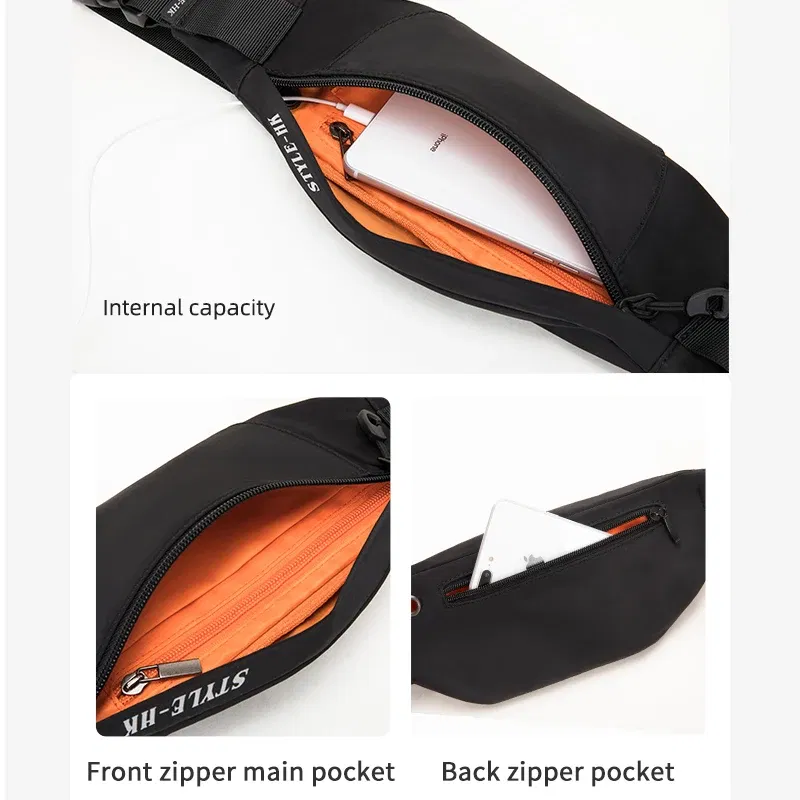 Color: black - Heroic Knight High Quality Waist Pack Man Casual Outdoor Travel Cross Shoulder Bag Fashion Sport Chest Bag Waterproof fanny Pack