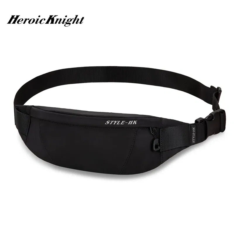 Color: black - Heroic Knight High Quality Waist Pack Man Casual Outdoor Travel Cross Shoulder Bag Fashion Sport Chest Bag Waterproof fanny Pack