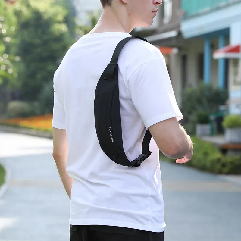 Color: black - Heroic Knight High Quality Waist Pack Man Casual Outdoor Travel Cross Shoulder Bag Fashion Sport Chest Bag Waterproof fanny Pack