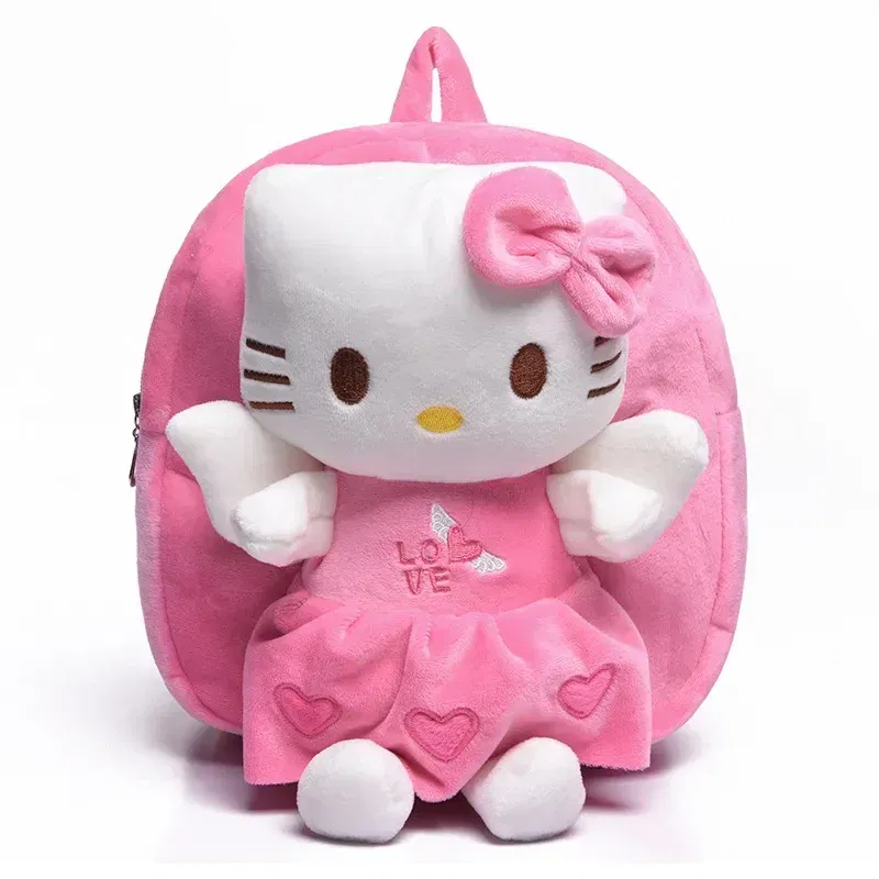 Color: Beige - Cartoon cute children schoolbag kindergarten small class baby backpack kt cat Mickey 1-3 years old plush backpack