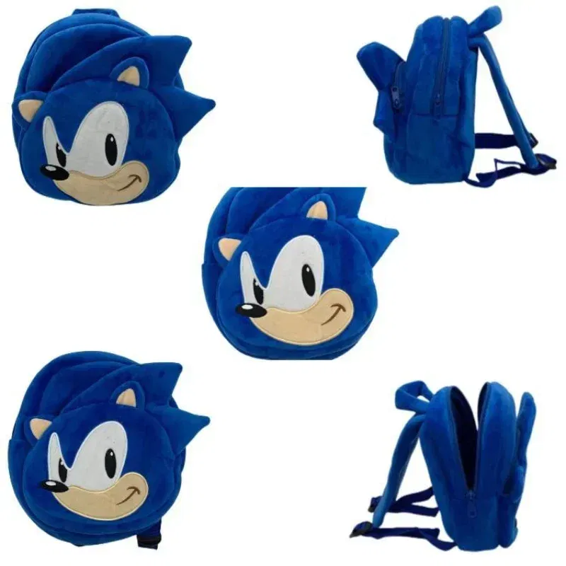 Color: Fluorescent Yellow - Gifts Hedgehog Sonic Backpack High Appearance Game Kindergarten Children Plush Coin Purse  Anime Cartoon School Bag Mochila