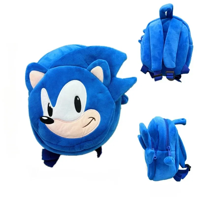 Color: Fluorescent Yellow - Gifts Hedgehog Sonic Backpack High Appearance Game Kindergarten Children Plush Coin Purse  Anime Cartoon School Bag Mochila
