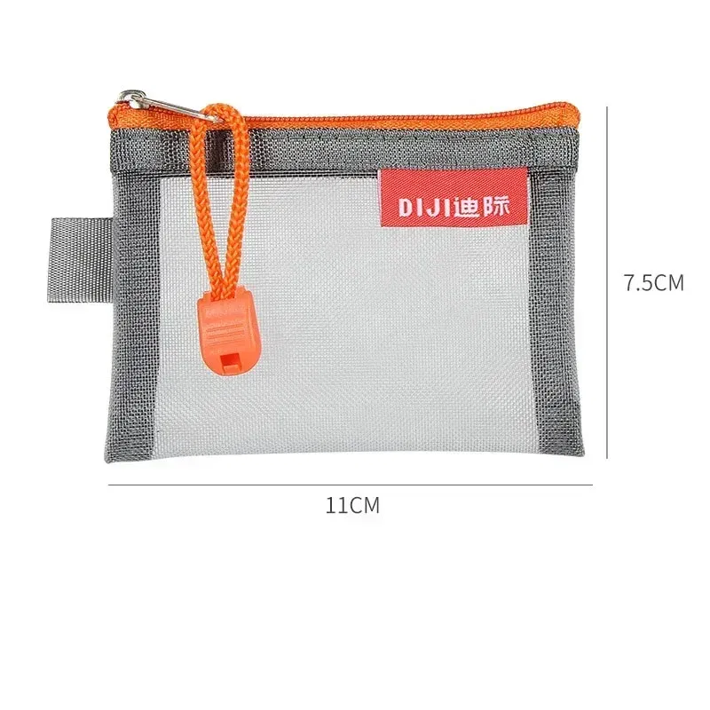 Color: Ivory - Mini Mesh Coin Bags Money Earphone Data Line Storage Bags Bus ID Credit Card Holder Zipper Pouch Traveling Small Coin Wallet