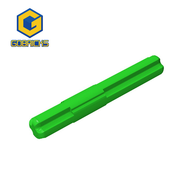 Color: Bright Green - Gobricks 10PCS Bricks Plate 2 x 4 Technical, Axle 4 with Center Stop compatible with 99008 toys Assembles Building Blocks