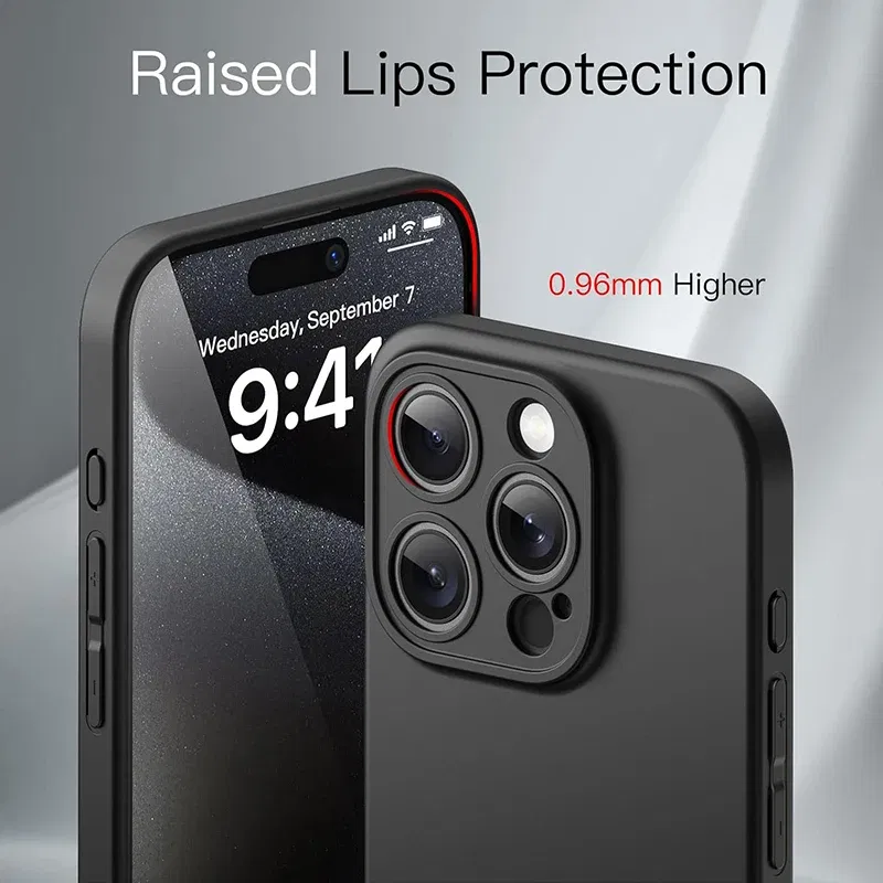 Color: black, Material: Microfiber - Matte Silicone Soft Case For iPhone 16 15 14 Plus 13 Mini Pro Max SE 2022 2020 Solid Black Slim Cover Fundas