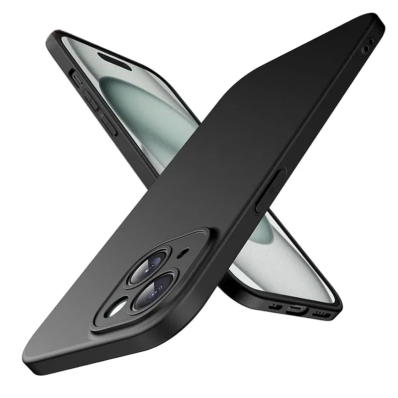 Color: black, Material: Microfiber - Matte Silicone Soft Case For iPhone 16 15 14 Plus 13 Mini Pro Max SE 2022 2020 Solid Black Slim Cover Fundas
