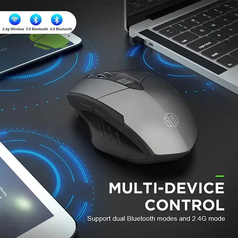 Color: PURPLE - Bluetooth Compatible Mouse Rechargeable 2.4G INPHIC PM6 Wireless Mouse Office Mute Support PC Laptop Tablet Smartphone Universal
