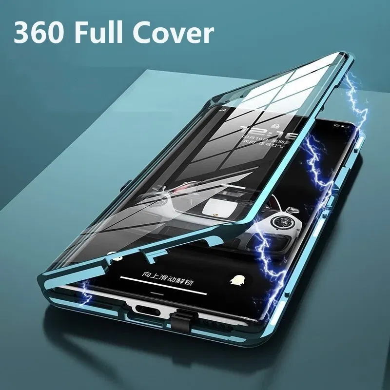Color: Silver, Material: aluminum - 360 Full Case For Vivo V29 5G V27 Pro V27E V25 V23 Double Sided Magnetic Adsorption Metal Capa Tempering Glass Clear Phone Cover