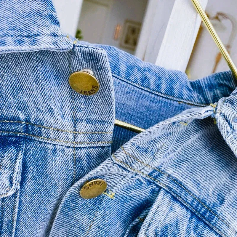 Color: Beige, Kid Size: 2T - 2022 Autumn Spring Fall Boys Casual Cartoon Denim Kids Jackets Turn-down Collar Long Sleeve Coat Girls Loose Tops for Teens