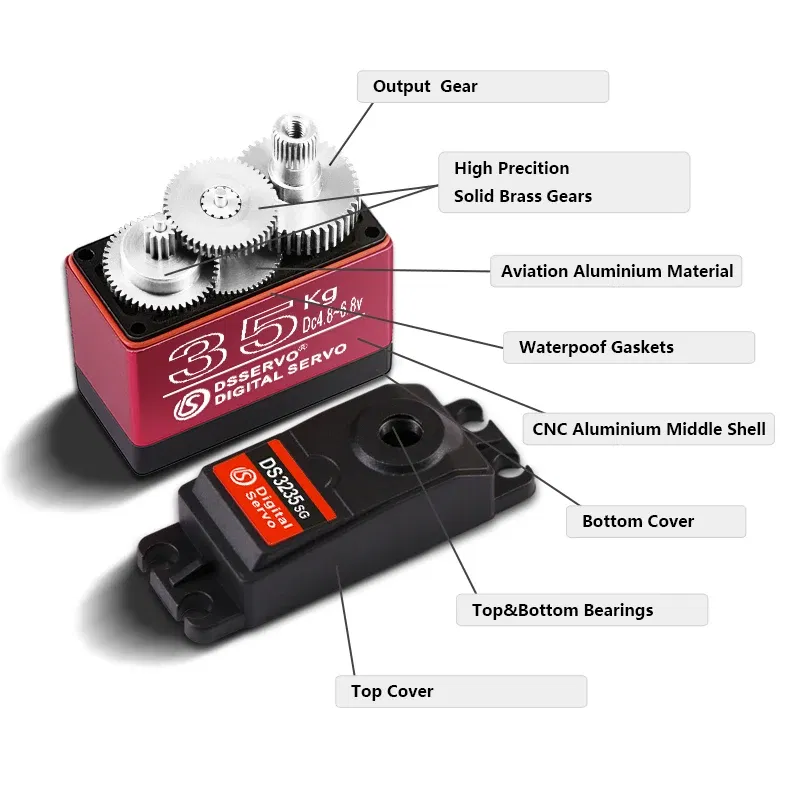 Color: silver - 4X Waterproof Servo 20Kg 25Kg 30Kg 35Kg 40Kg High Speed servo Pro Metal Gear Digital Servo Baja Servo For 1/8 1/10 Scale RC Cars