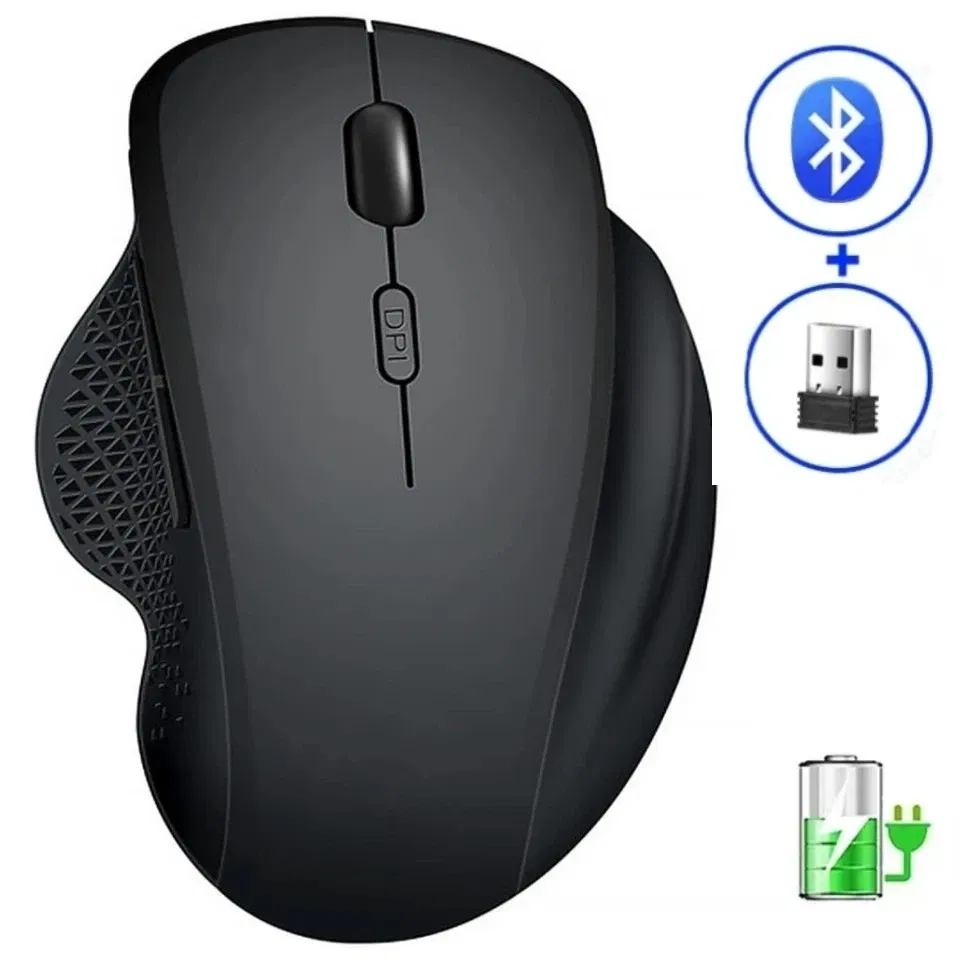 Color: GRAY - Wireless Mouse Bluetooth Mouse Wireless Computer Mouse Gamer Rechargeable 6 Buttons Ergonomic Mause Gaming Dual Mode Mice For PC