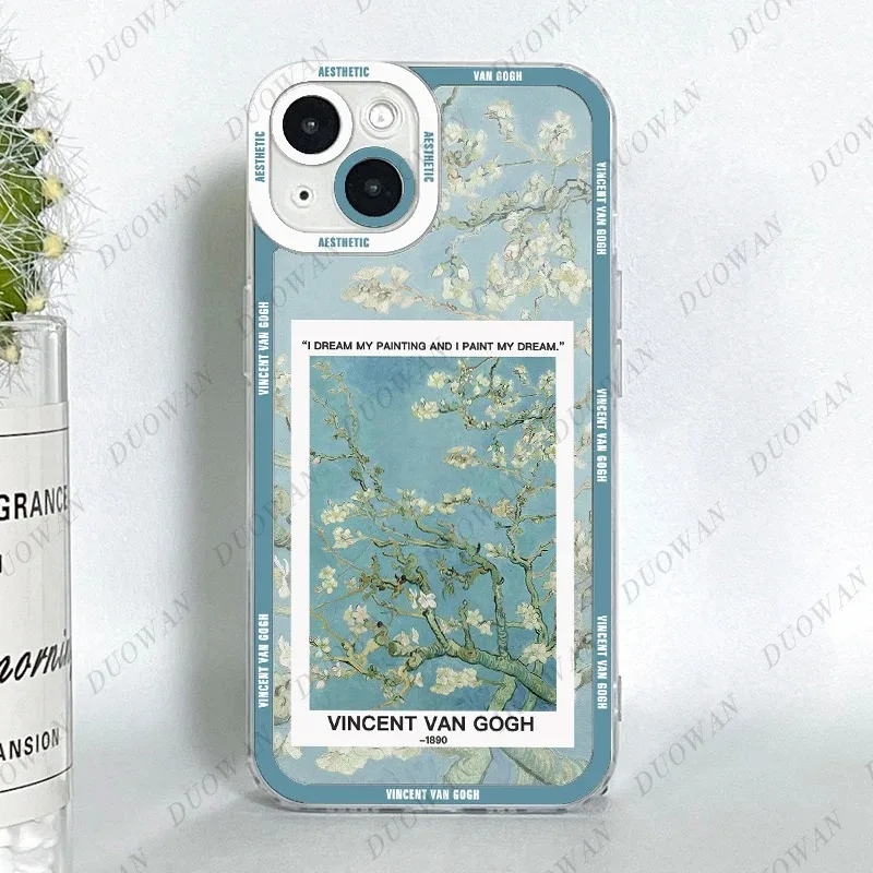 Color: black, Material: PP - Van Gogh Oil Painting Phone Case For iPhone 11 12 13 14 15 16 Pro Max XR X XS Mini 8 7 Plus SE 2020 2022 Transparent Case