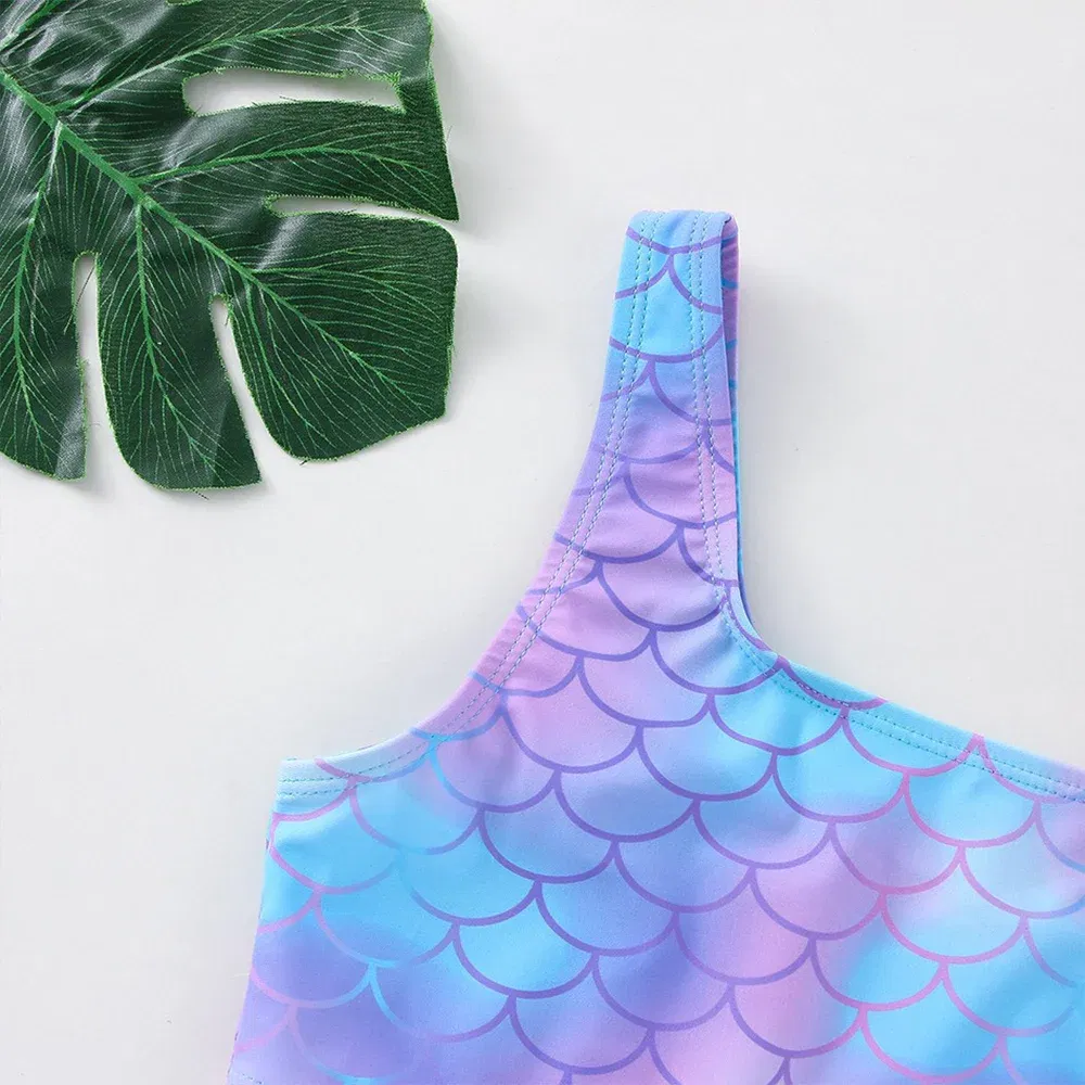 Color: army green, Size: XL - Lilo Stitch Girls Swimsuit One-Piece Bathing Suits Kids Wear Fashion Mermaid Fish Children's Dresses Summer Swimwear Beach Suit
