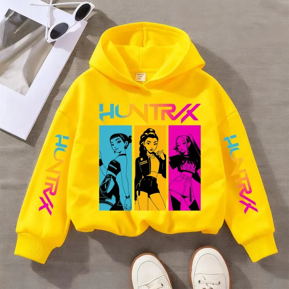 Color: Yellow, Kid Size: 110 - KPOP Demon Hunters Children's Sweatshirt Girls' Clothes Girls' Sweatshirt autumn 2024 New Cute Fashion Hoodie