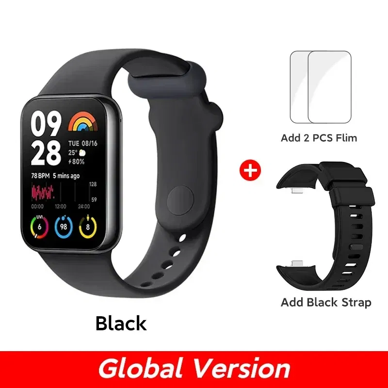 Color: black, Ships From: CHINA - New! Band 8 Pro Global Version Smart Wristband1.74" Color Square AMOLED GNSS Blood Oxygen Heart Rate Monitor Bluetooth 5.3