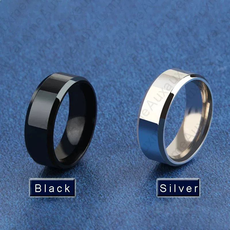 Main Stone Color: Red, Ring Size: 13 - Auxauxme 8mm Black Titanium Stainless Men Ring Simple Wedding Bands Rings Gift For Male Jewelry Size 5-13 Drop shipping