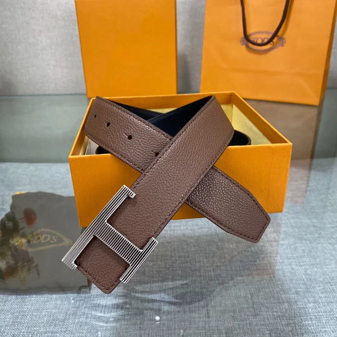 Color: Gold, Belt Length: 95cm - New Style Leather Belt for Men and Women, Classic Cowhide T Buckle Design Belt, Light Luxury, Classic and Versatile Gift