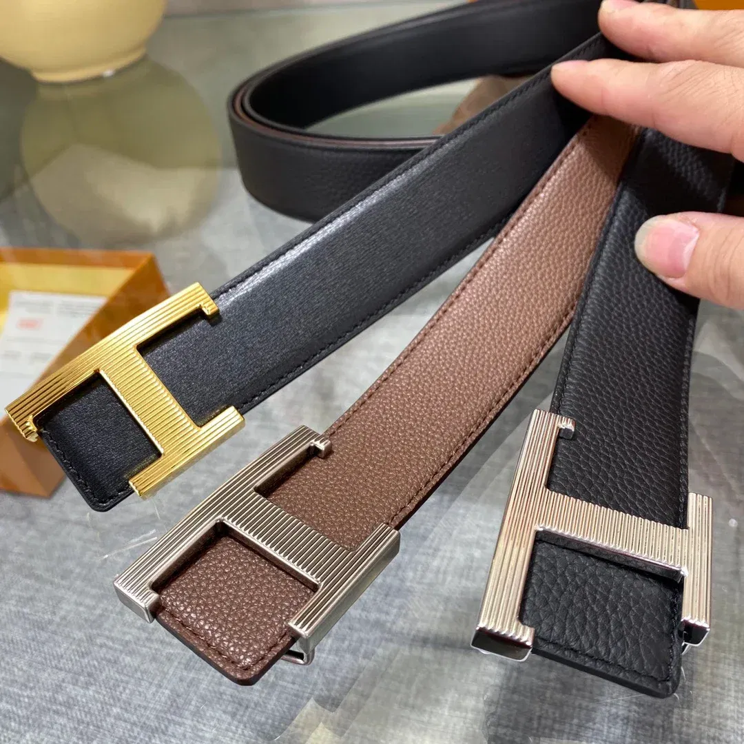 Color: Gold, Belt Length: 95cm - New Style Leather Belt for Men and Women, Classic Cowhide T Buckle Design Belt, Light Luxury, Classic and Versatile Gift