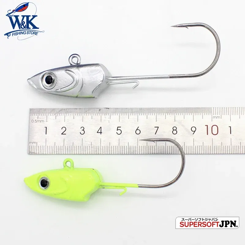 Color: Black - WK Strong 8/0 90g and 6/0 60g Jig Hooks Big Jig Head for Soft Lure Weighted Fishing Hooks Colorful JIGS