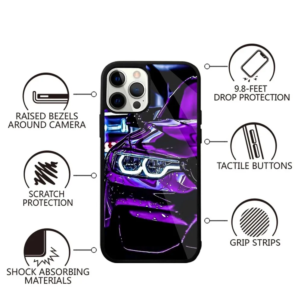 Color: Beige, Material: Plastic - Blue Red Car for B-BMW   Phone Case Strong Magnetic For IPhone 15,14,13,Pro,Max,Plus,11,12,Mini For Magsafe Wireless Charging