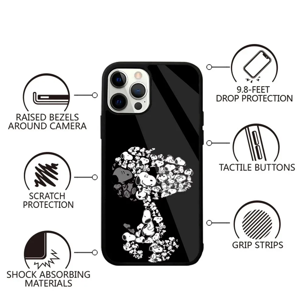 Color: GRAY, Material: aluminum - Anime Cartoon-S-Snoopy-s Phone Case For iPhone 16,15,14,13,12,11,Plus,Pro,Max,Mini Magsafe Magnetic Wireless Charging