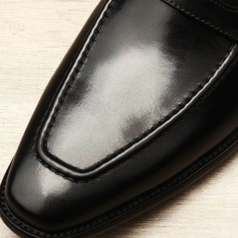 Color: Blue, Shoe Size: 5.5 - Large Size EUR37-46 Black / Brown Loafers Mens Business Dress Shoes Genuine Leather Prom Party Shoes