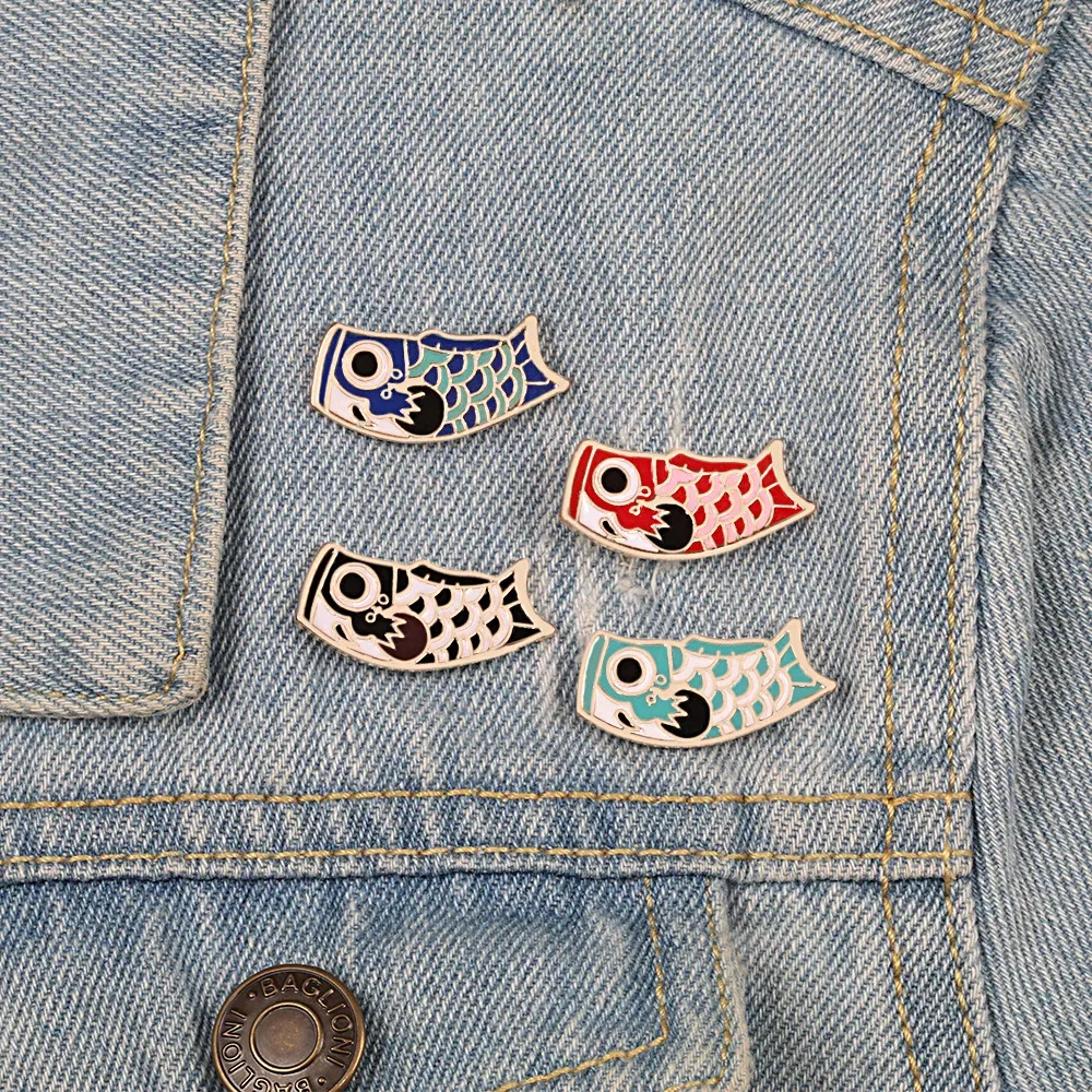 Metal color: Rhodium Plated, Ships From: CHINA - Cartoon Fish Brooches Collection Fish Koi Flag Bag Clothes Decorative Jewelry Goldfish Shark Whale Brooch Lapel Enamel Pin Badge