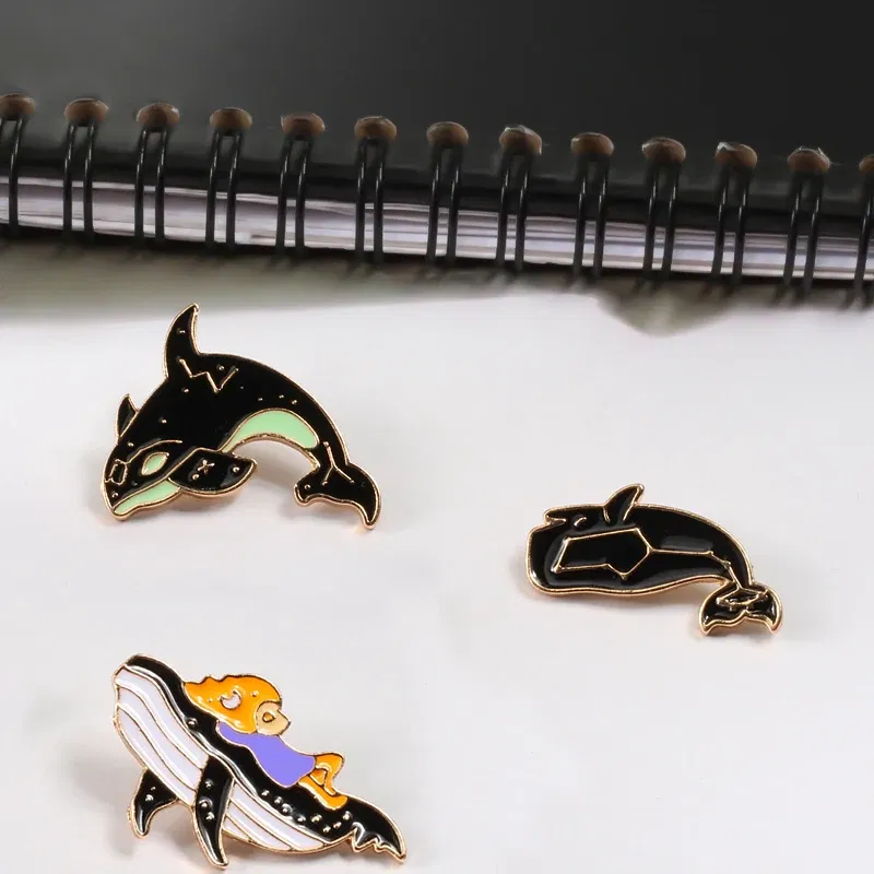 Metal color: Rhodium Plated, Ships From: CHINA - Cartoon Fish Brooches Collection Fish Koi Flag Bag Clothes Decorative Jewelry Goldfish Shark Whale Brooch Lapel Enamel Pin Badge