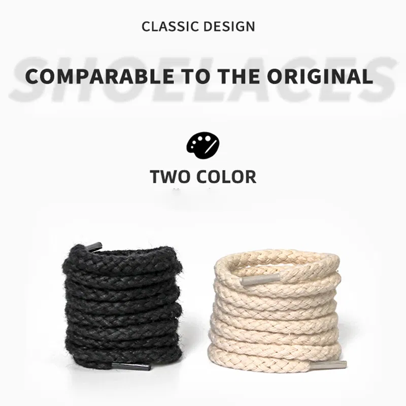 Color: GRAY, Length: 140cm, Ships From: CHINA - 1Pair Linen Cotton Sneakers Laces for Shoes 8mm Bold Round Shoelaces Quality AF1 Shoe laces 100/120/140/160/180CM Shoestrings