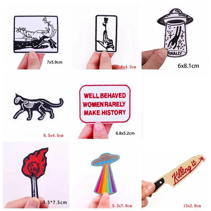 Color: WHITE - Prajna 10PCS Wholesale Cartoon Animal Embroidered Patches For Clothing Thermoadhesive Patches On Clothes Letter Applique Sticker