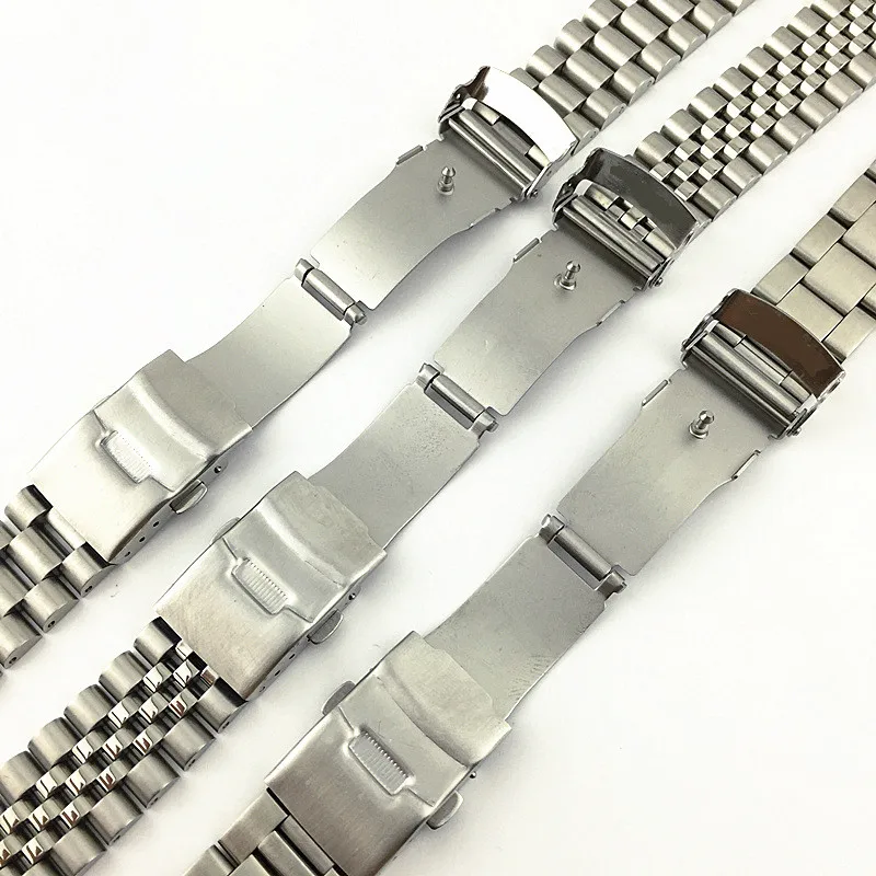Band Color: White Black, Band Width: 22mm - For Seiko Solid Stainless Steel Band 20mm 22mm Men's Sports Strap Srpd Skx007/Skx009 SRPD63K1 Jubilee Curved End Bracelet