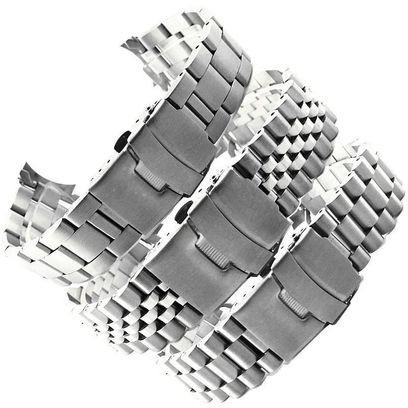 Band Color: White Black, Band Width: 22mm - For Seiko Solid Stainless Steel Band 20mm 22mm Men's Sports Strap Srpd Skx007/Skx009 SRPD63K1 Jubilee Curved End Bracelet