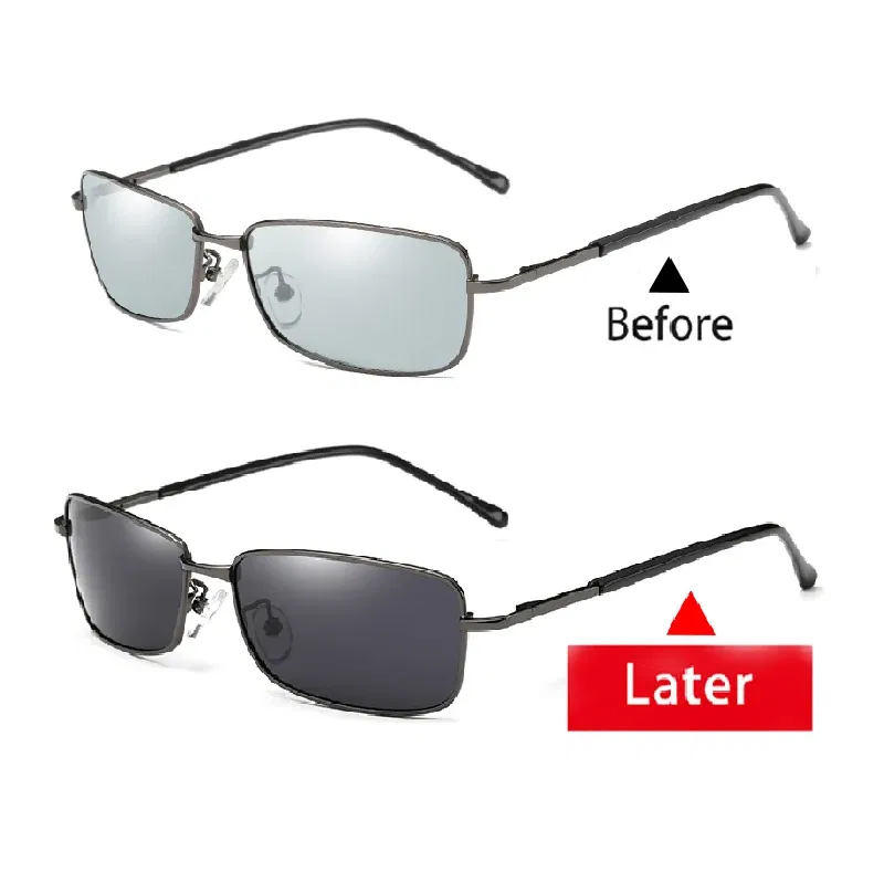 Lenses Color: Yellow, Frame Color: MULTI - Myopia Photochromic Sunglasses Diopter Polarized Driving Goggle Men Chameleon Change Color transition Prescription Sun Glasses