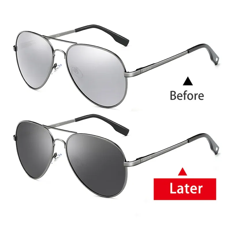 Lenses Color: Yellow, Frame Color: MULTI - Myopia Photochromic Sunglasses Diopter Polarized Driving Goggle Men Chameleon Change Color transition Prescription Sun Glasses