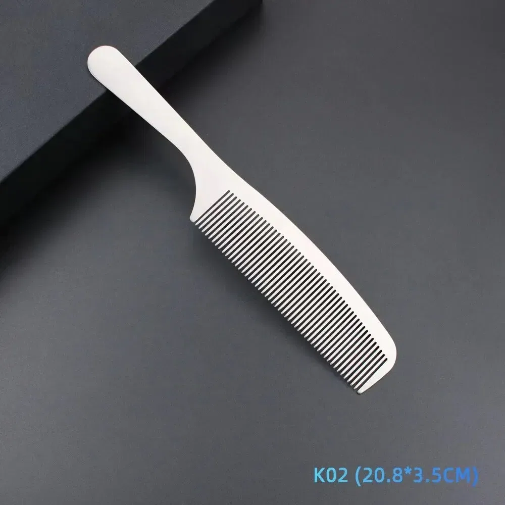 Color: WHITE - MJ Stainless Steel Cutting Metal Tail Combs Silver Fine Cutting Comb Set Hairdressing Steel Rat Tail Comb