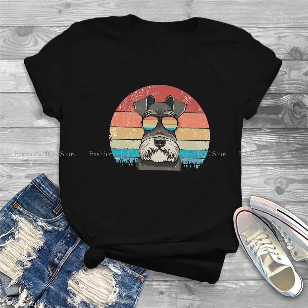 Color: WHITE, Size: XXXL - Cool Dog Hip Hop Fashion Roar Best Schnauzer Dad Ever Newest Polyester TShirts  Female Style Tops T Shirt O Neck