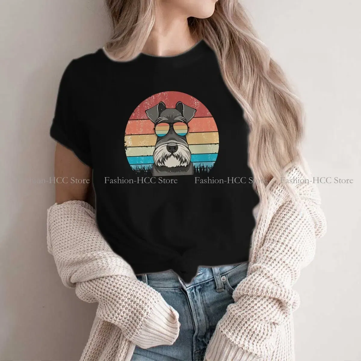Color: WHITE, Size: XXXL - Cool Dog Hip Hop Fashion Roar Best Schnauzer Dad Ever Newest Polyester TShirts  Female Style Tops T Shirt O Neck